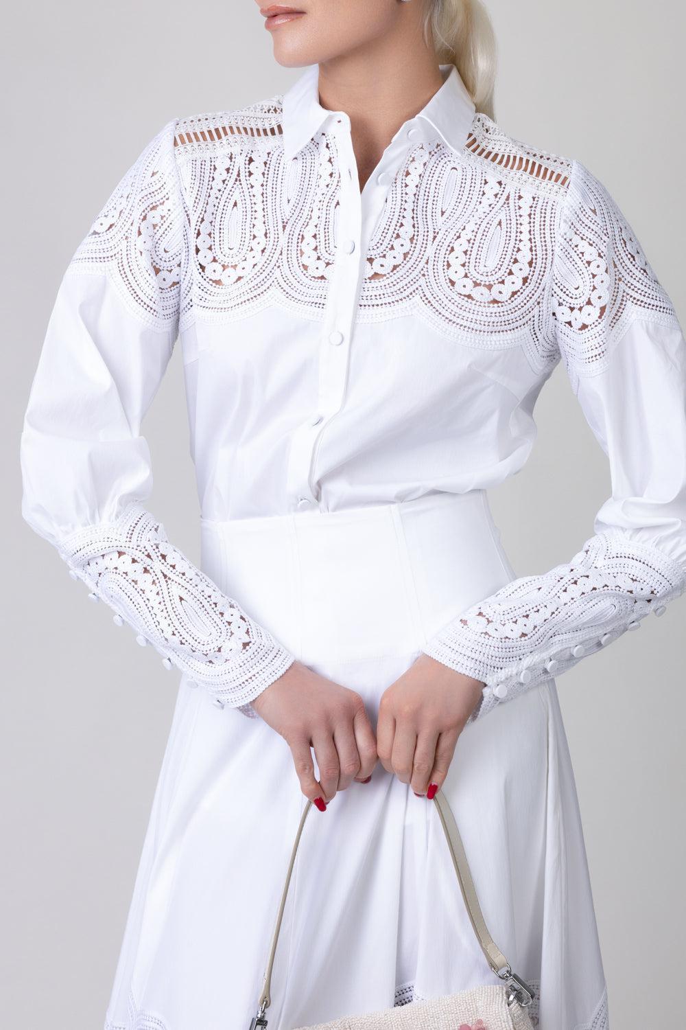 Long Sleeve Button Shirt-IVORY-2-CLOTHINGTOPBLOUSE-LELA ROSE