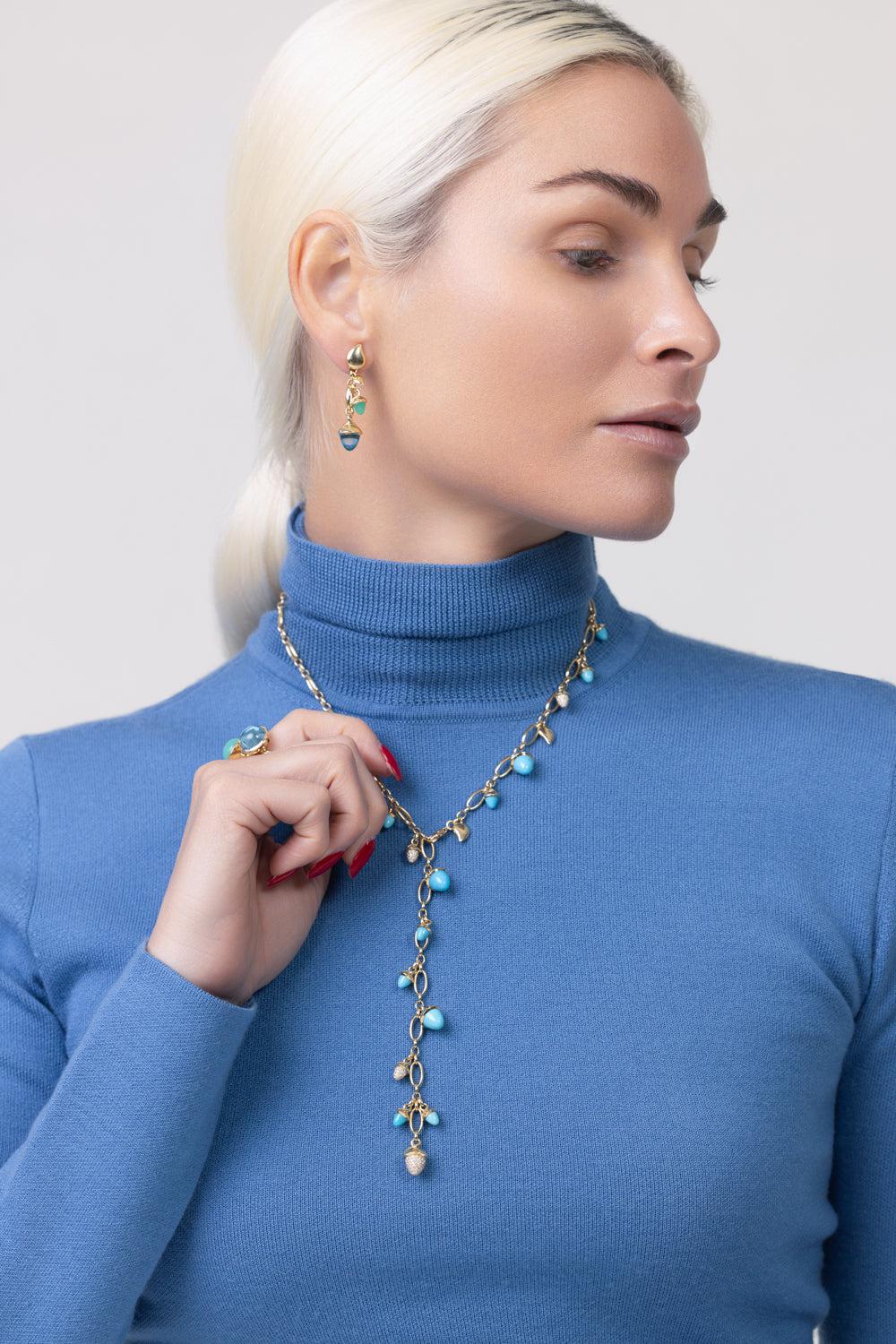 Turquoise Diamond Mikado Necklace-YELLOW GOLD-JEWELRYFINE JEWELNECKLACE O-TAMARA COMOLLI