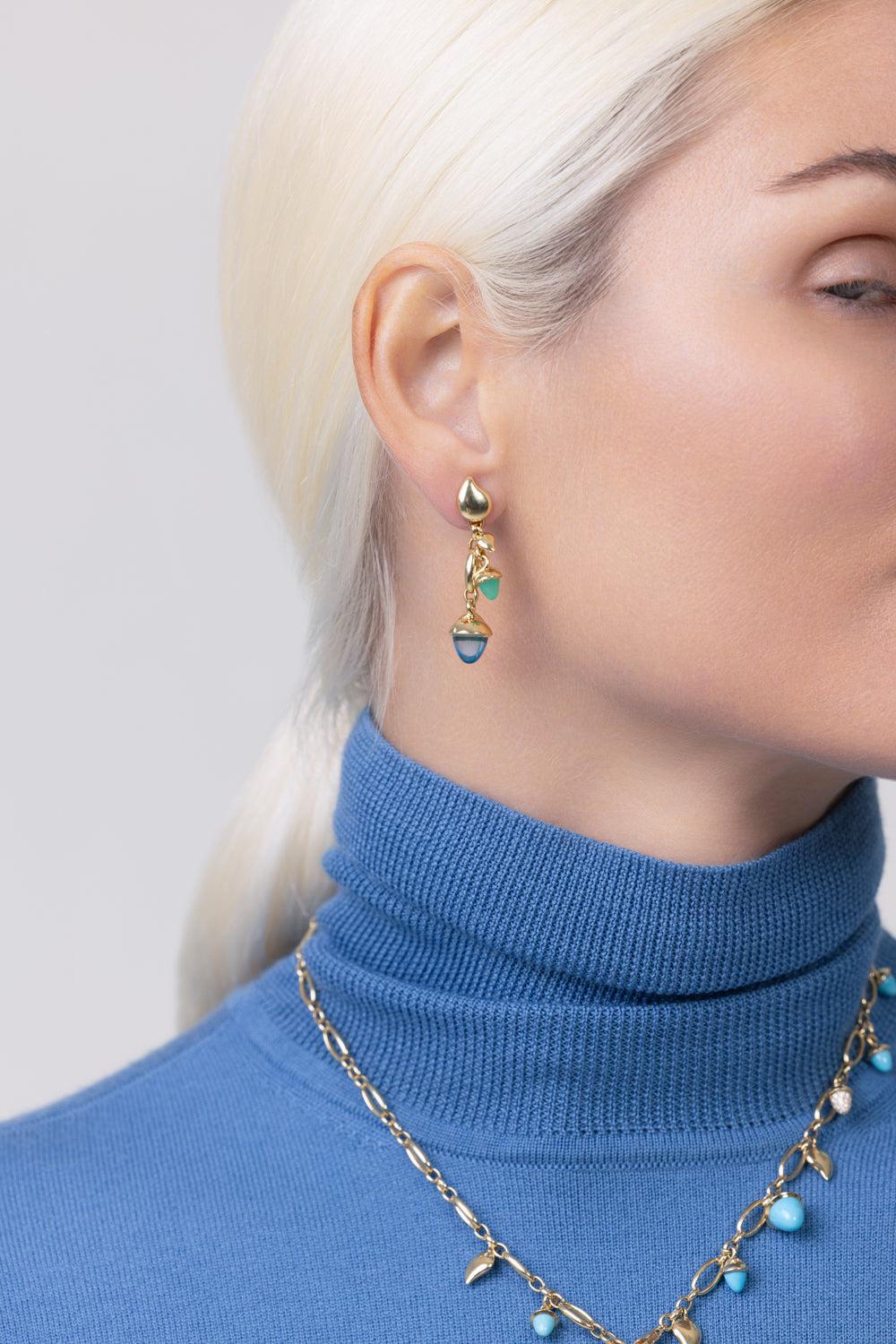 Lagoon Two Acorn Mikado Earrings-YELLOW GOLD-JEWELRYFINE JEWELEARRING-TAMARA COMOLLI