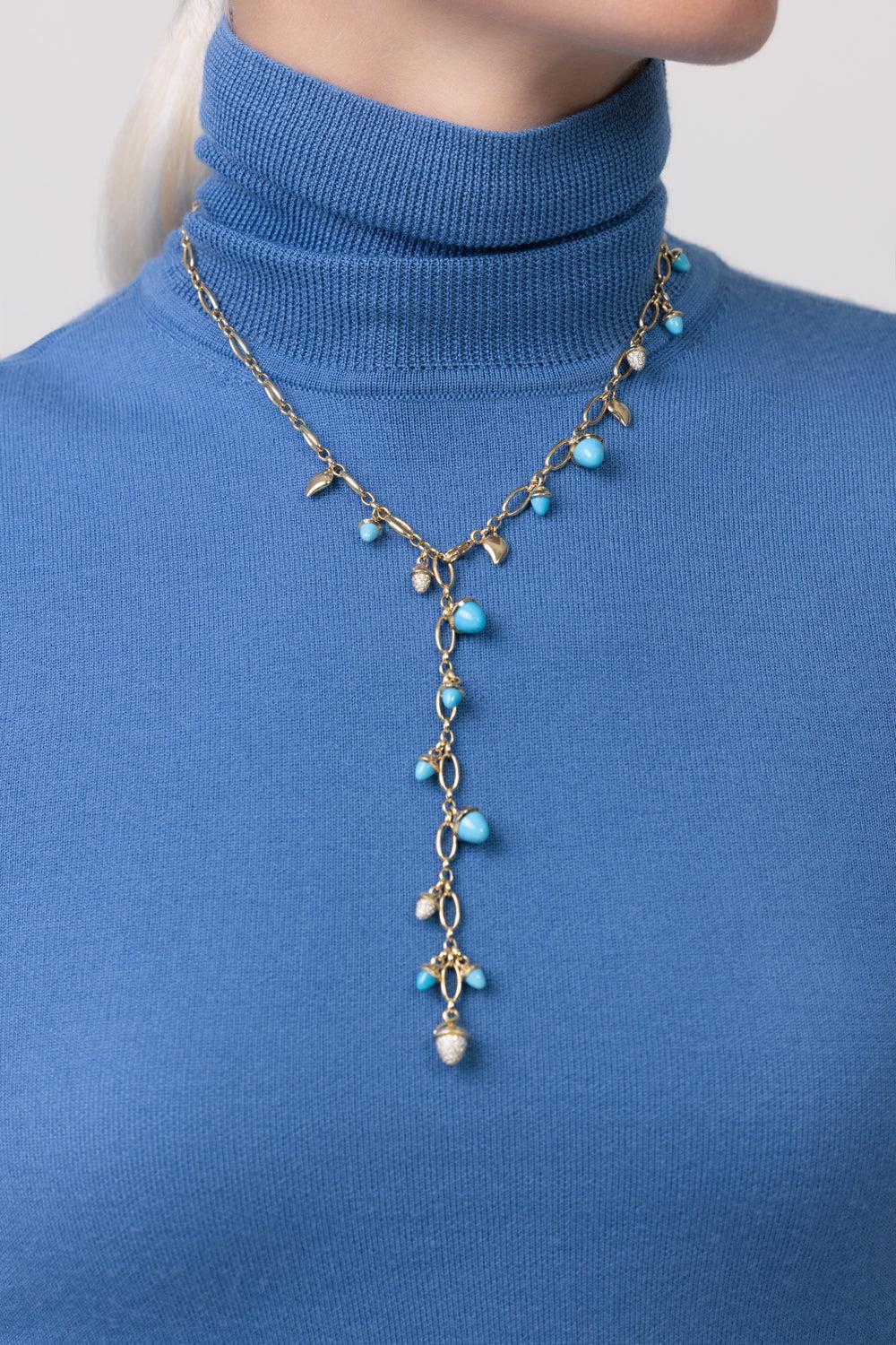 Turquoise Diamond Mikado Necklace-YELLOW GOLD-JEWELRYFINE JEWELNECKLACE O-TAMARA COMOLLI