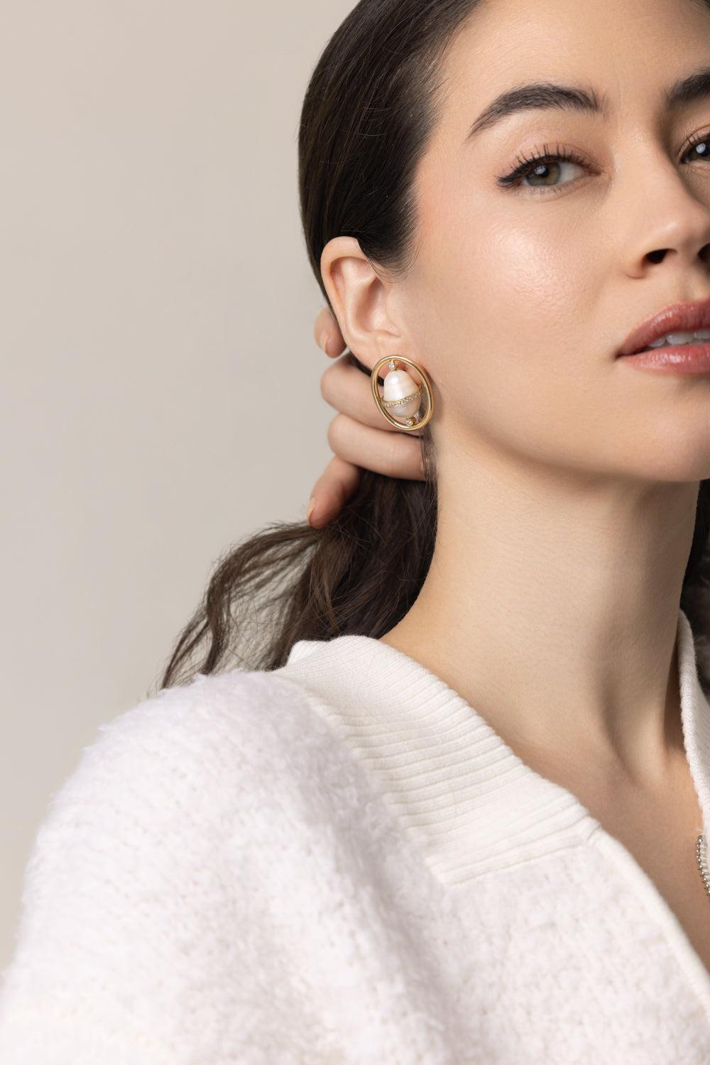 Pearl Diamond Earrings-YELLOW GOLD-JEWELRYFINE JEWELEARRING-DENISE CASSOU