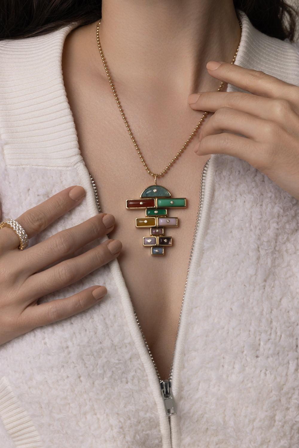 Medium Hopscotch Necklace-YELLOW GOLD-JEWELRYFINE JEWELNECKLACE O-BRENT NEALE