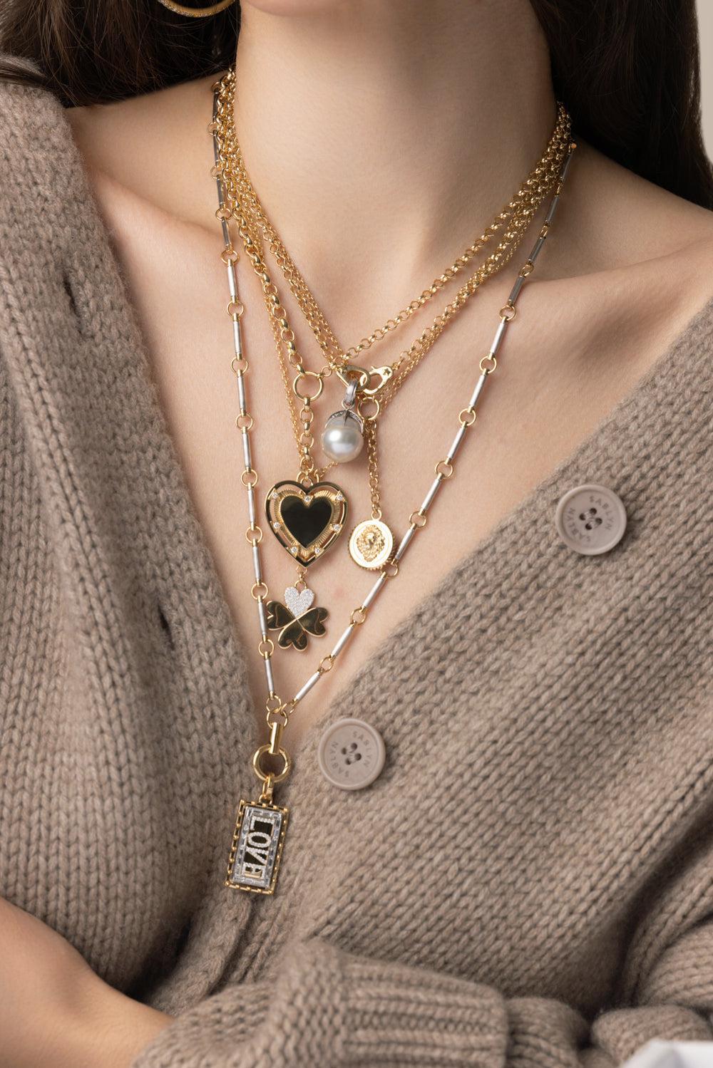 Lovestruck - Medium Pierced Diamond Love Pendant-YELLOW GOLD-JEWELRYFINE JEWELPENDANT-FOUNDRAE