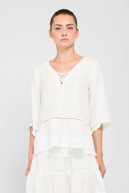 120% LINO-Lace Up Top-