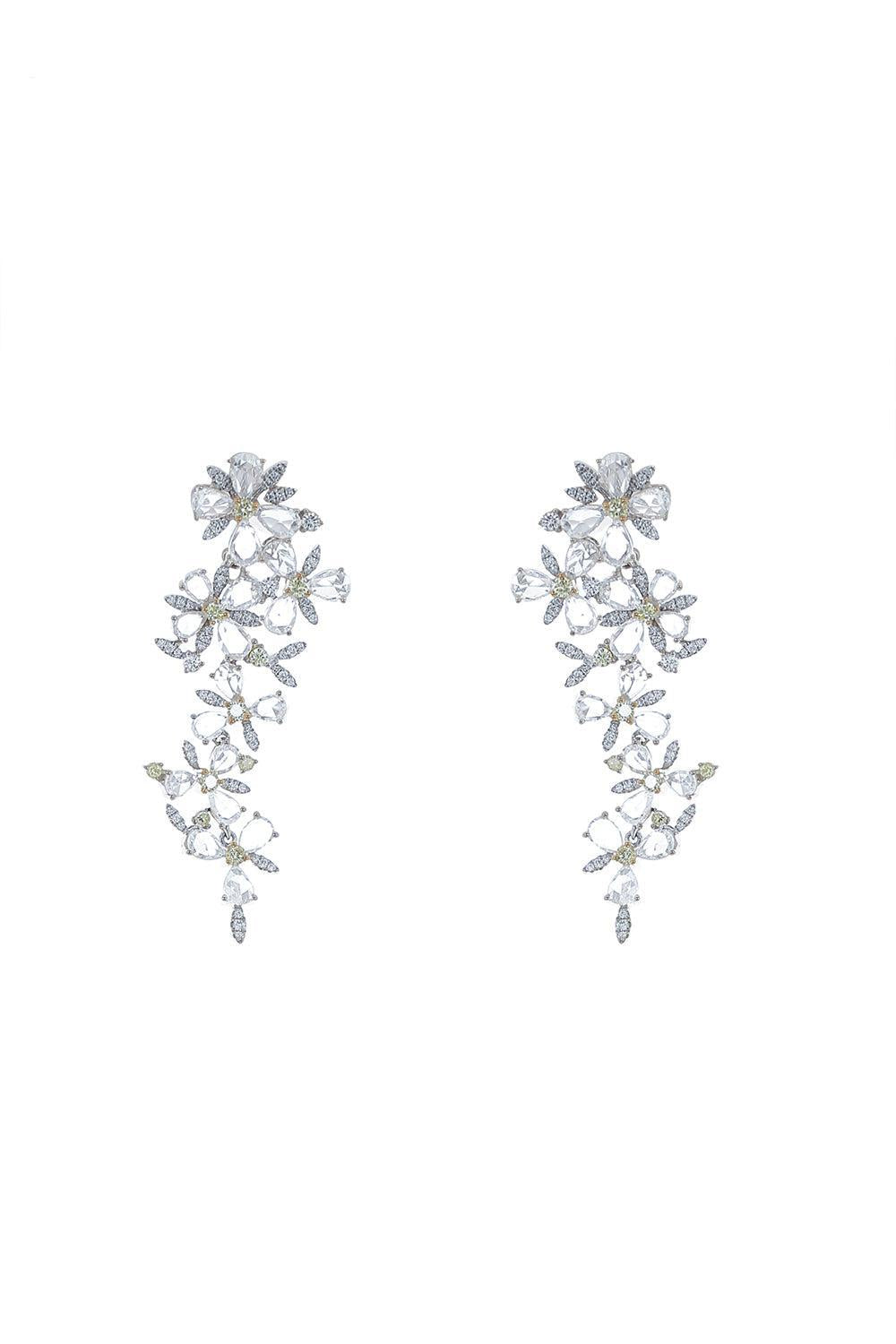 Floral Drop Earrings-WHITE GOLD-JEWELRYFINE JEWELEARRING-COOMI
