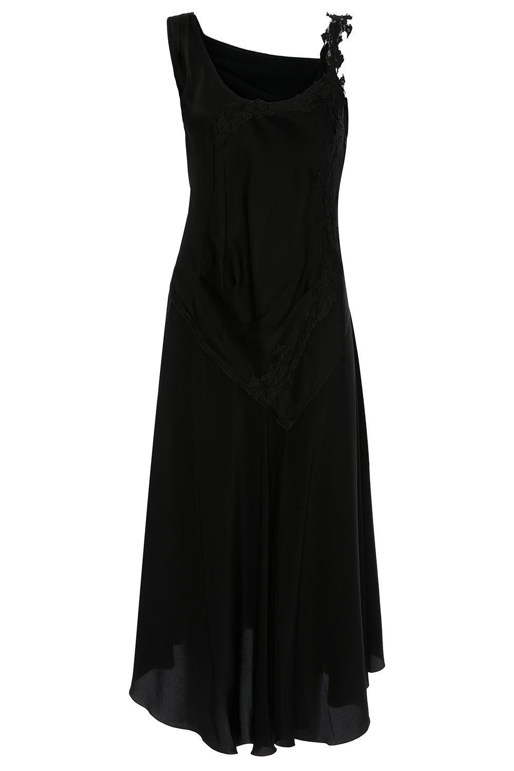 Asymmetric Lace Detail Dress-BLACK-4-CLOTHINGDRESSCASUAL-VICTORIA BECKHAM