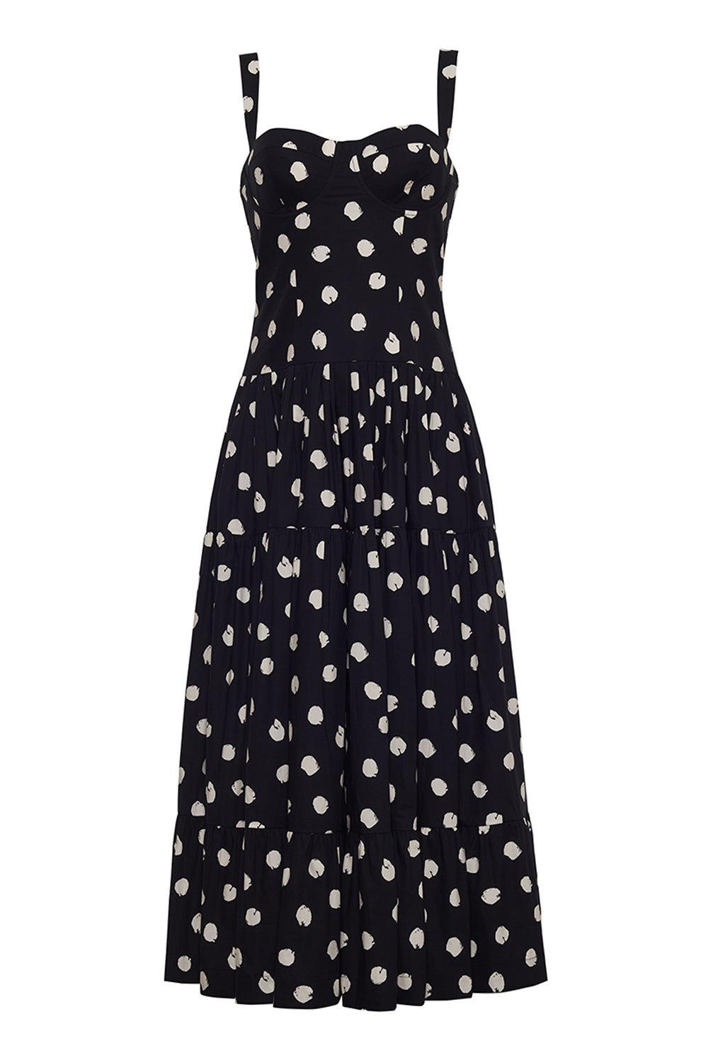 Santiago Midi Dress-SPOT BLACK EGRET-0-CLOTHINGDRESSCASUAL-CARA CARA