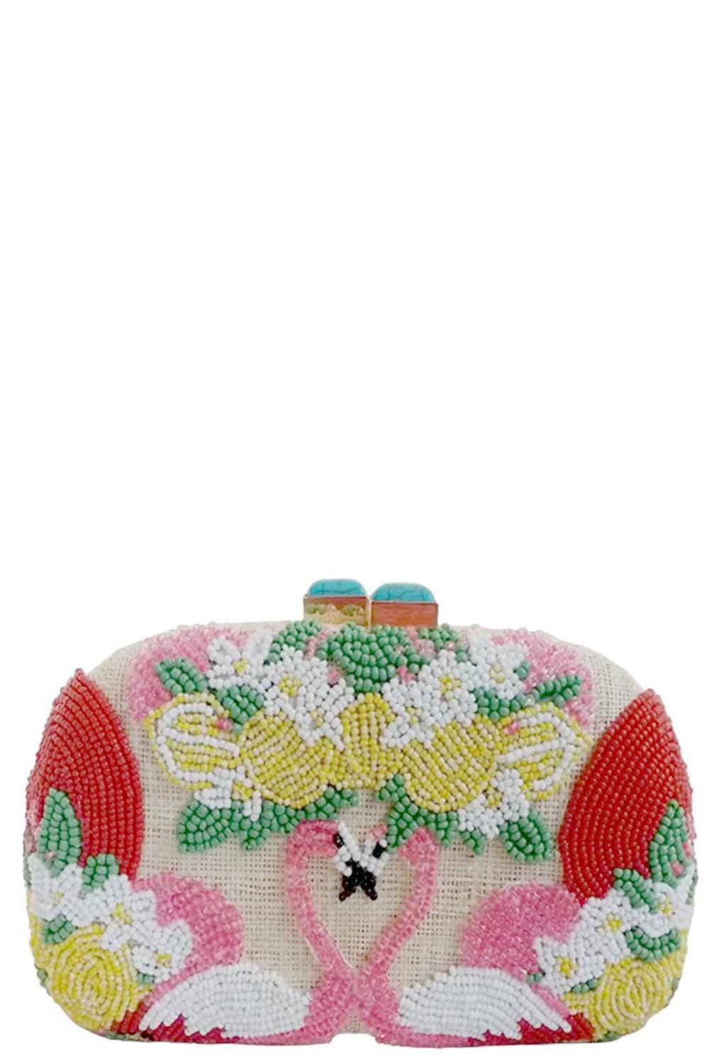 MIA FLAMINGO BEADED CLUTCH