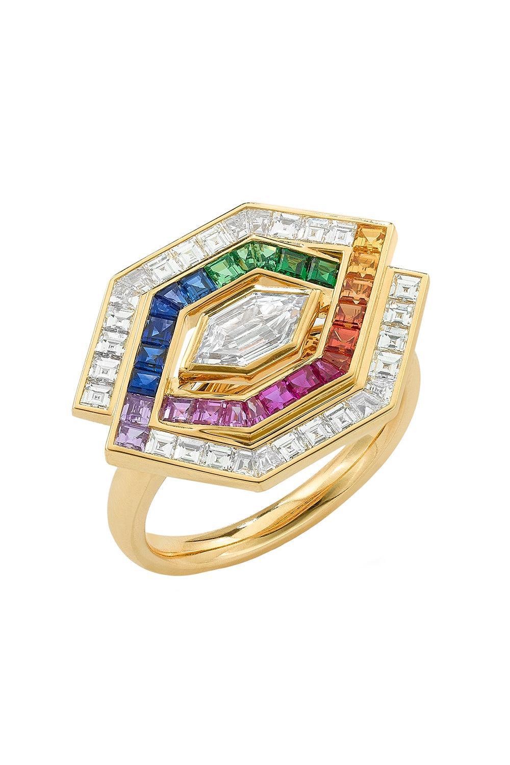 Diamond Rainbow Sapphire Entwined Ring-YELLOW GOLD-6.25-JEWELRYFINE JEWELRING-ROBINSON PELHAM