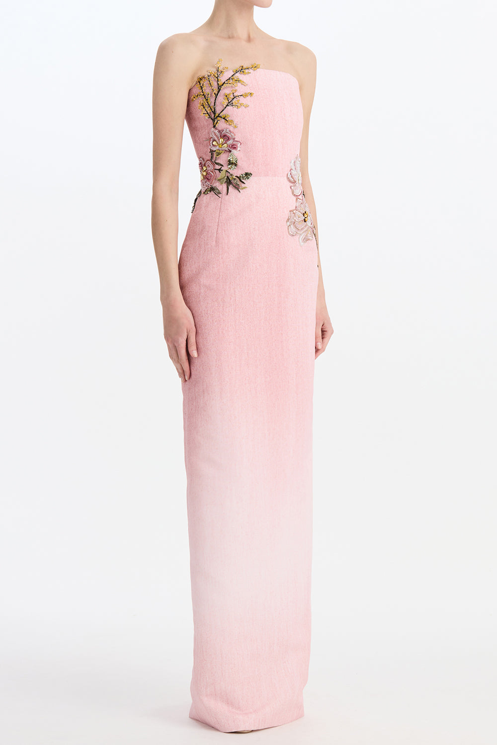 Beaded Floral Strapless Gown-PINK-4-CLOTHINGDRESSGOWN-OSCAR DE LA RENTA