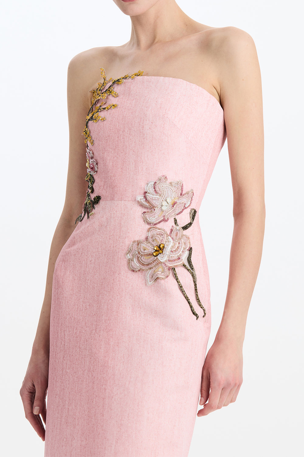 Beaded Floral Strapless Gown-PINK-4-CLOTHINGDRESSGOWN-OSCAR DE LA RENTA