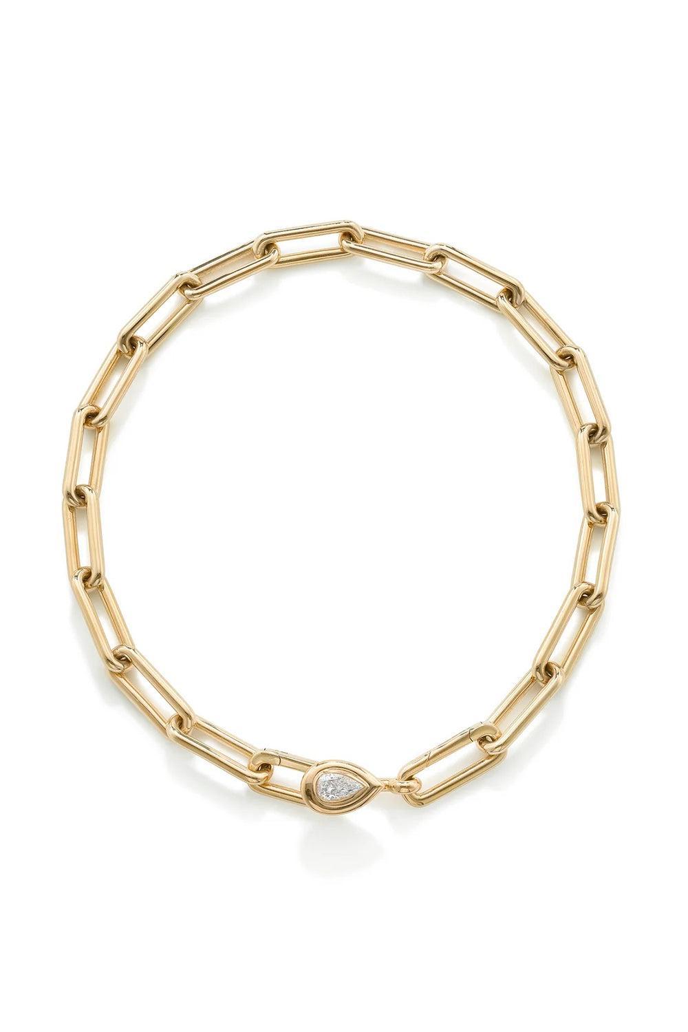 Diamond Identity Pommel Pear Link Necklace-YELLOW GOLD-JEWELRYFINE JEWELPENDANT-ROBINSON PELHAM