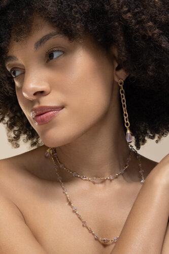 Rose Quartz Eternity Drop Earring-YELLOW GOLD-JEWELRYFINE JEWELEARRING-COOMI