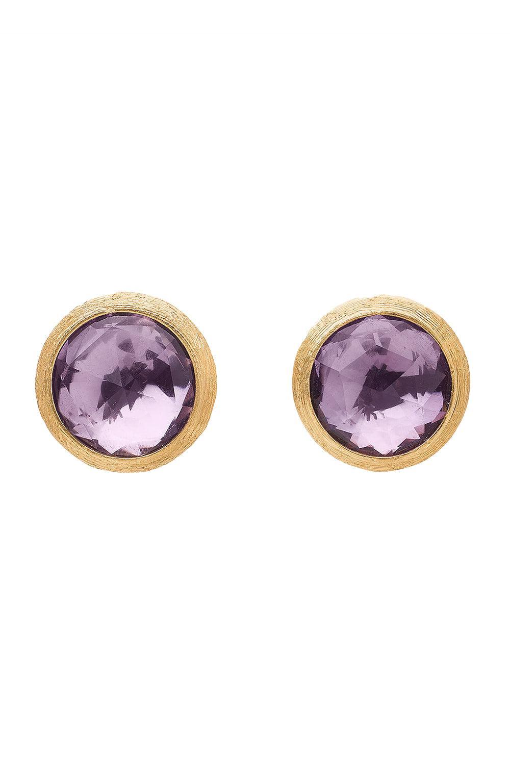 Jaipur Amethyst Stud Earrings-YELLOW GOLD-JEWELRYFINE JEWELEARRING-MARCO BICEGO