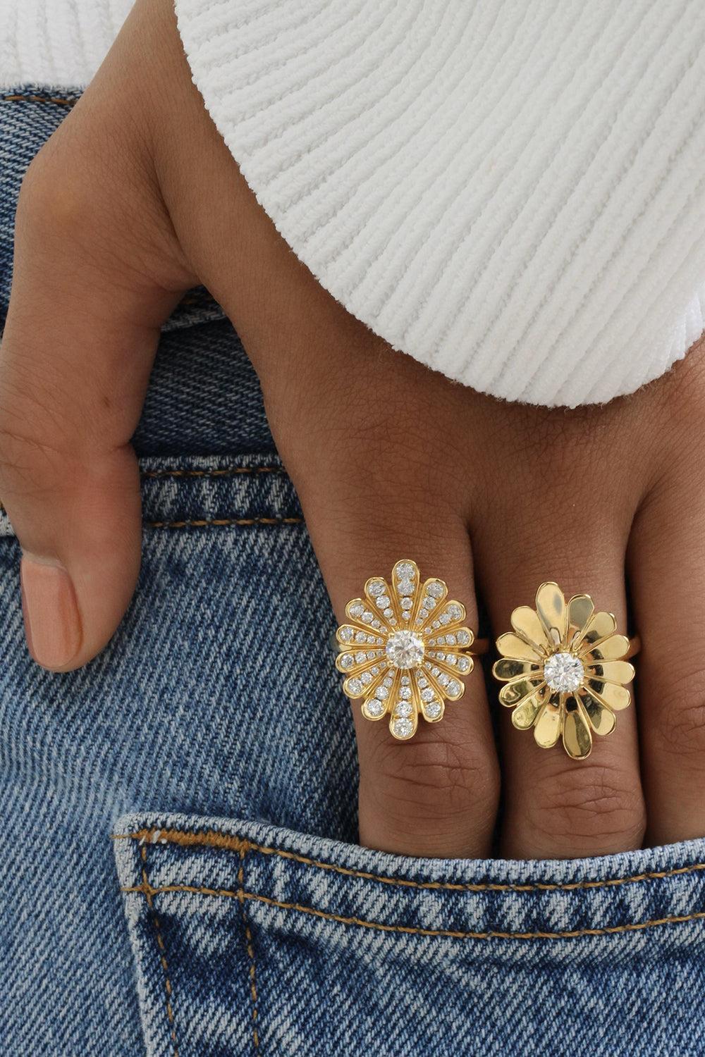 Diamond Water Lily Ring-YELLOW GOLD-6.5-JEWELRYFINE JEWELRING-ANITA KO