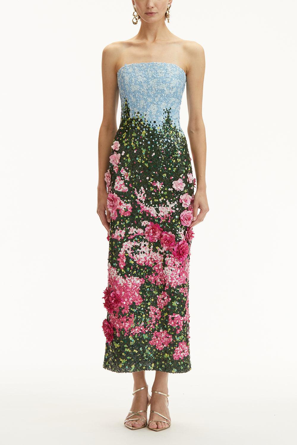 Strapless English Rose Embroidered Gown-MULTI-10-CLOTHINGDRESSGOWN-OSCAR DE LA RENTA