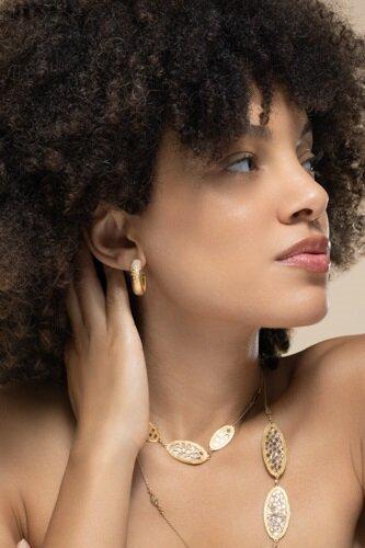 Diamond Scattered Hoop Earrings-YLWOLD-JEWELRYFINE JEWELEARRING-COOMI