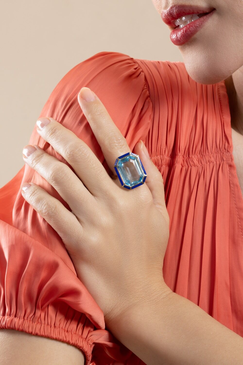Blue Topaz Lapis Melange Ring-YELLOW GOLD-6.75-JEWELRYFINE JEWELRING-GOSHWARA