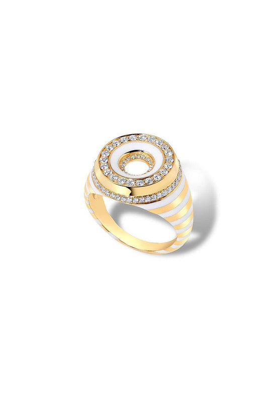 White Akita Bone Signet Ring-YELLOW GOLD-6.5-JEWELRYFINE JEWELRING-STATE PROPERTY