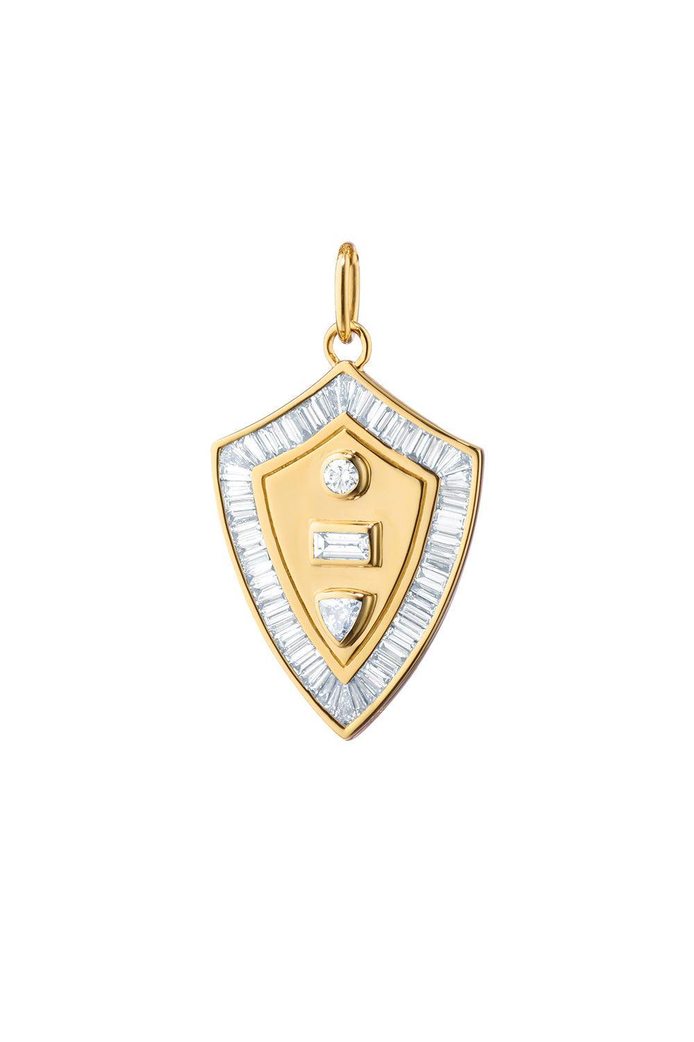Diamond "Fearless" Shield Pendant-YELLOW GOLD-JEWELRYFINE JEWELPENDANT-MONICA RICH KOSANN