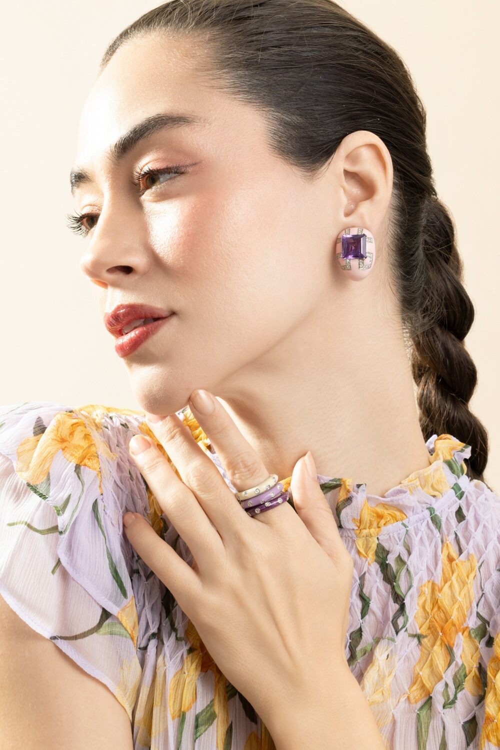 Diamond Amethyst Pink Earrings-WHITE GOLD-JEWELRYFINE JEWELEARRING-ANDREOLI