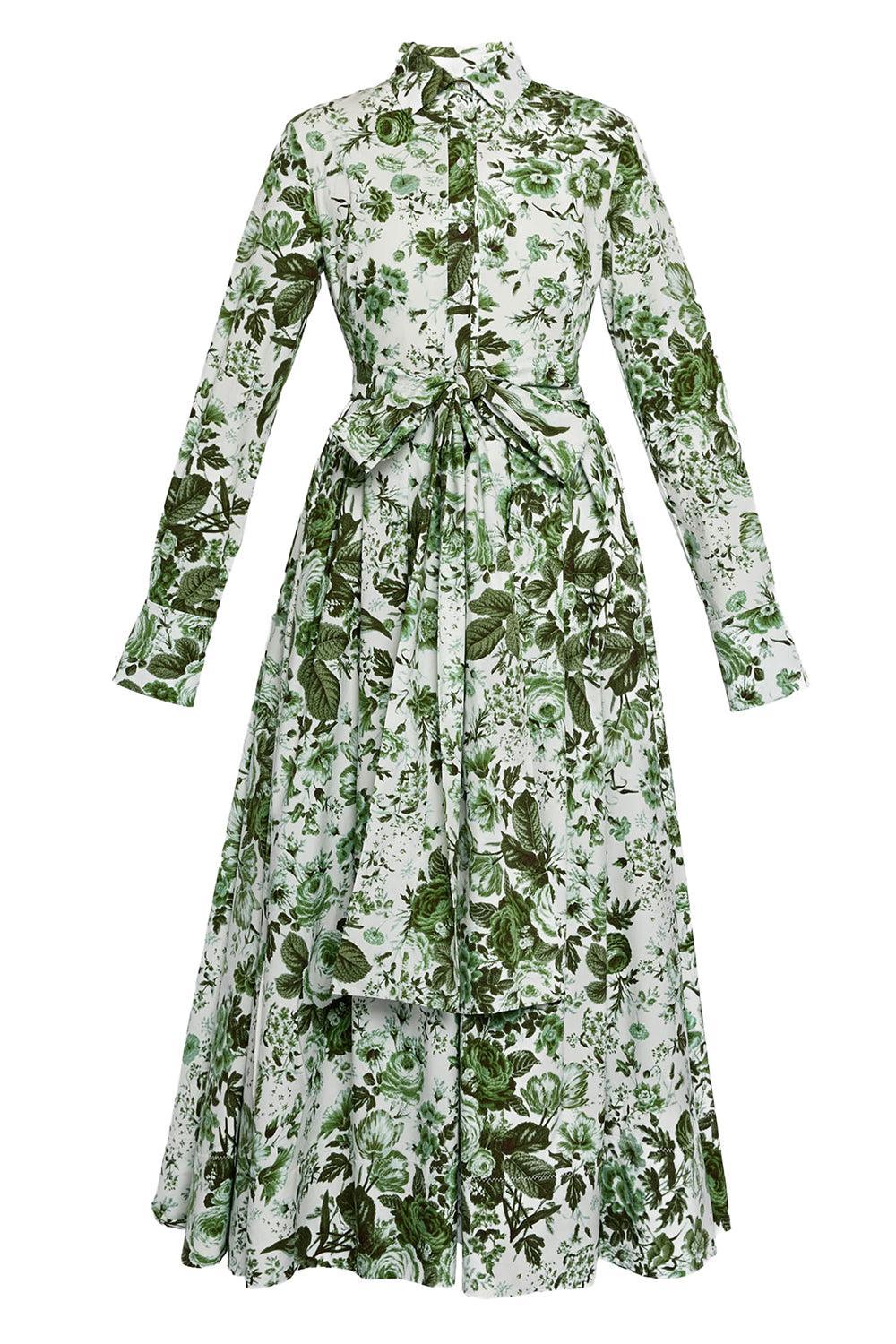 Leaf Print Long Sleeve Shirt Dress-ATKFLGRN-4-CLOTHINGDRESSCASUAL-ERDEM