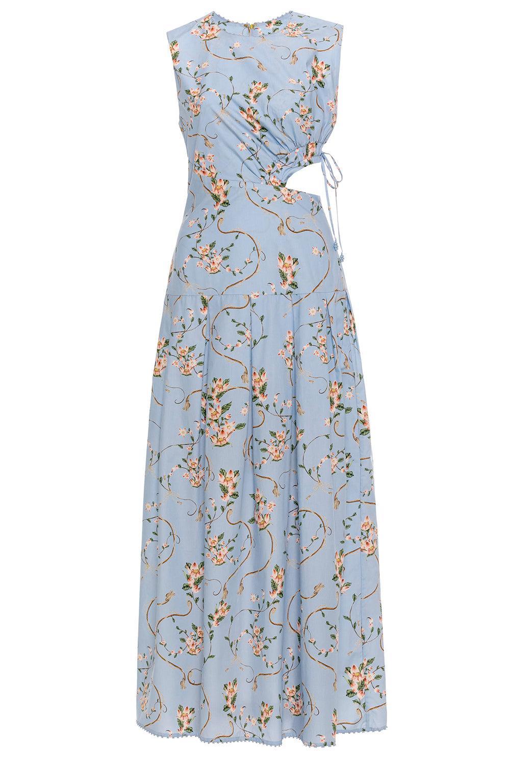 Otono Navegante Midi Dress-BLUE-XS-CLOTHINGDRESSCASUAL-AGUA BY AGUA BENDITA