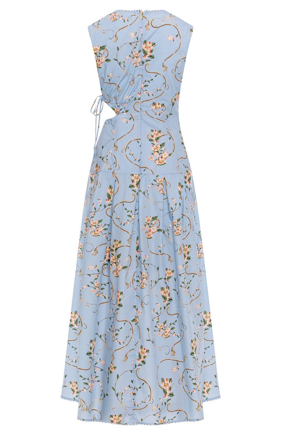 Otono Navegante Midi Dress-BLUE-XS-CLOTHINGDRESSCASUAL-AGUA BY AGUA BENDITA