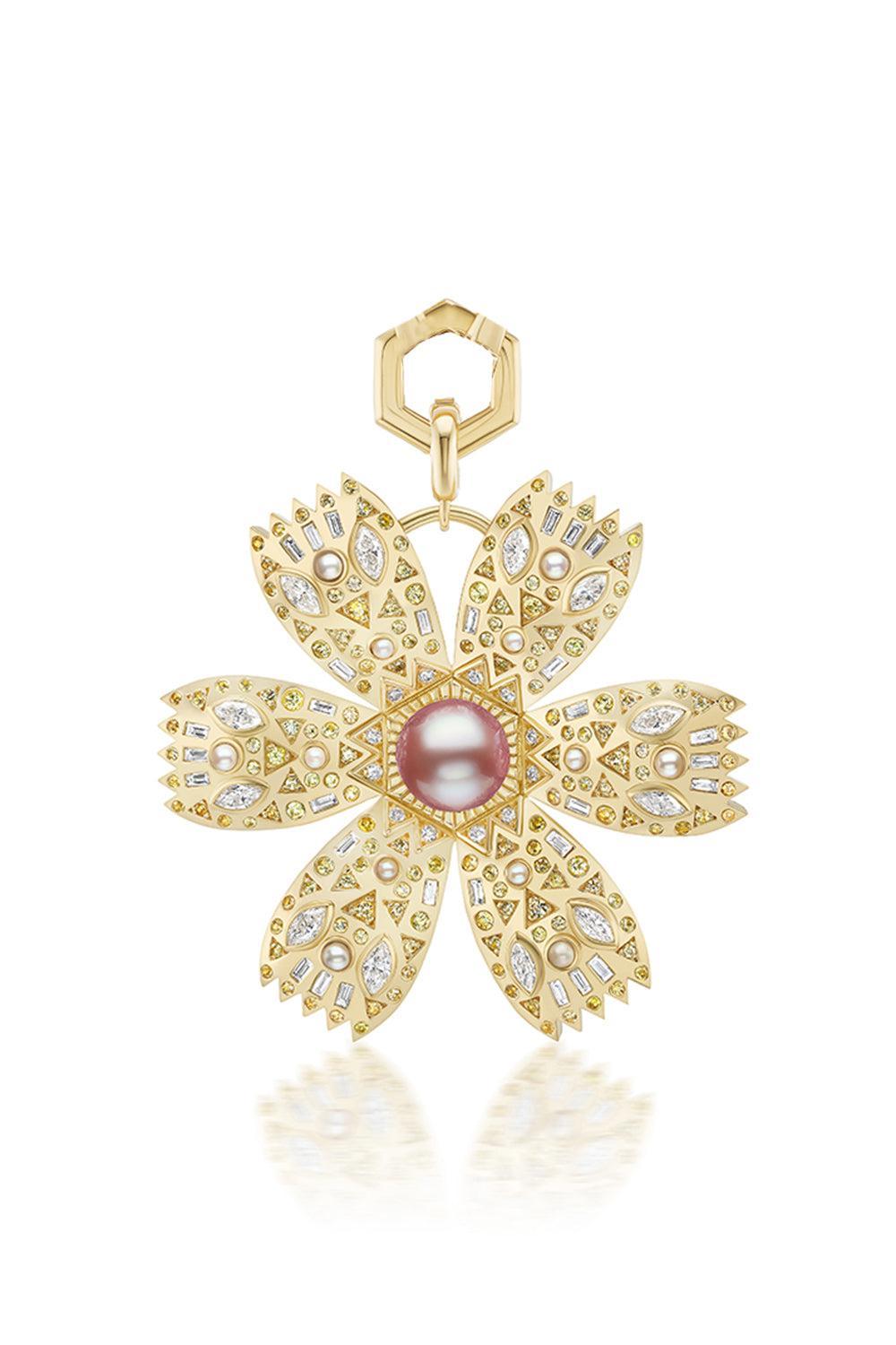 Pearl Poppy Pendant-YELLOW GOLD-JEWELRYFINE JEWELPENDANT-HARWELL GODFREY