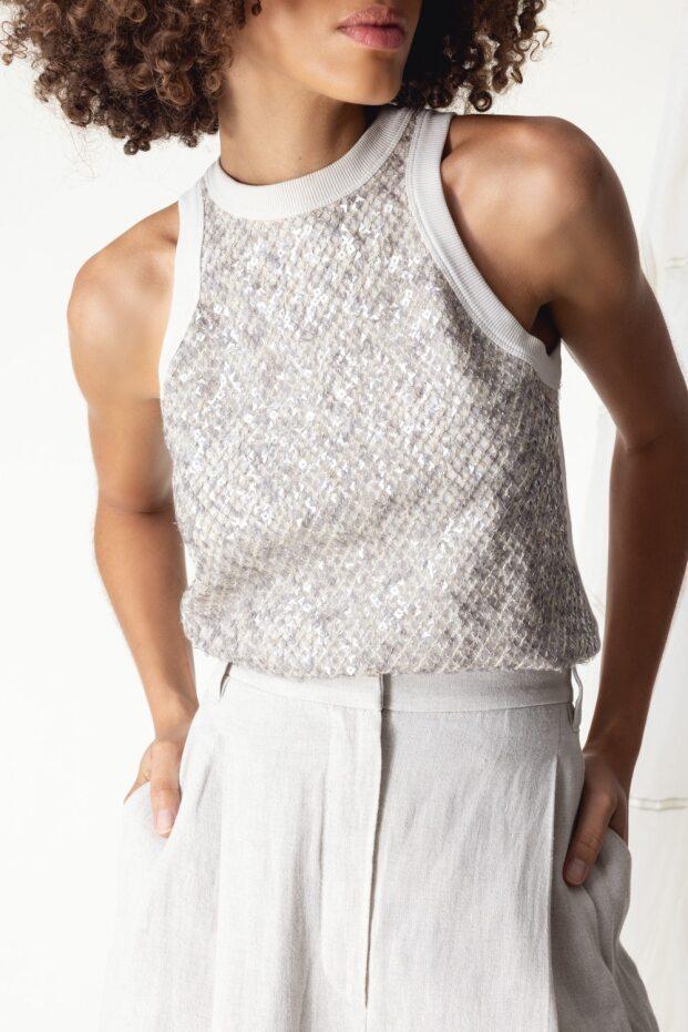 DAZZLING EMBROIDERY TANK - WARM WHITE-WARMWHT-XS-CLOTHINGTOPTANK-BRUNELLO CUCINELLI