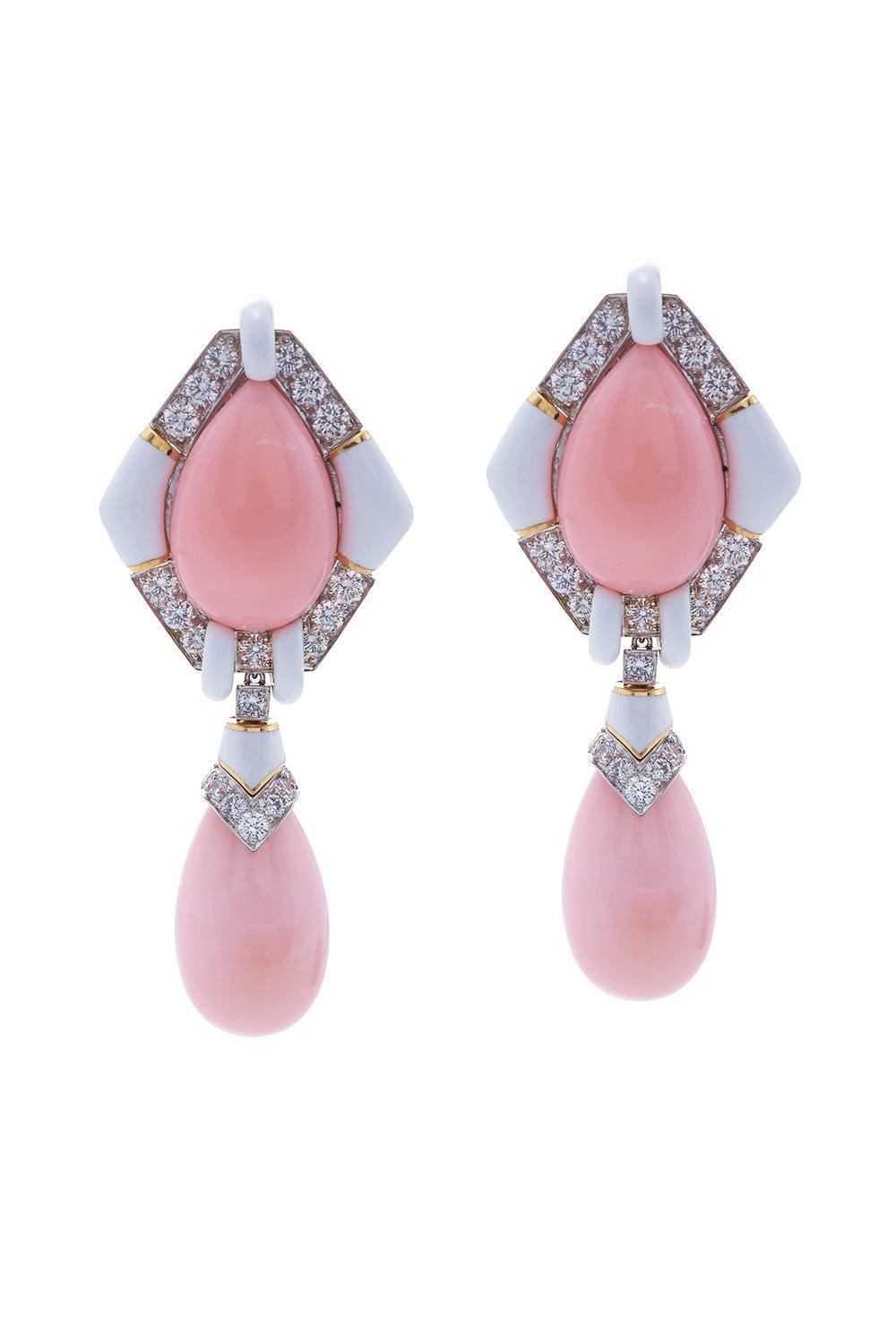 Pink Opal Kite Earrings-YELLOW GOLD-JEWELRYFINE JEWELEARRING-DAVID WEBB