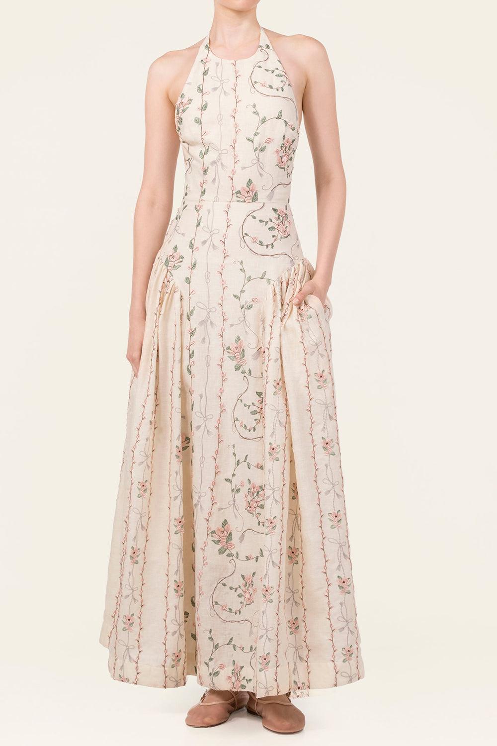 Balsa Navegante Midi Dress-CREAM-XS-CLOTHINGDRESSCASUAL-AGUA BY AGUA BENDITA