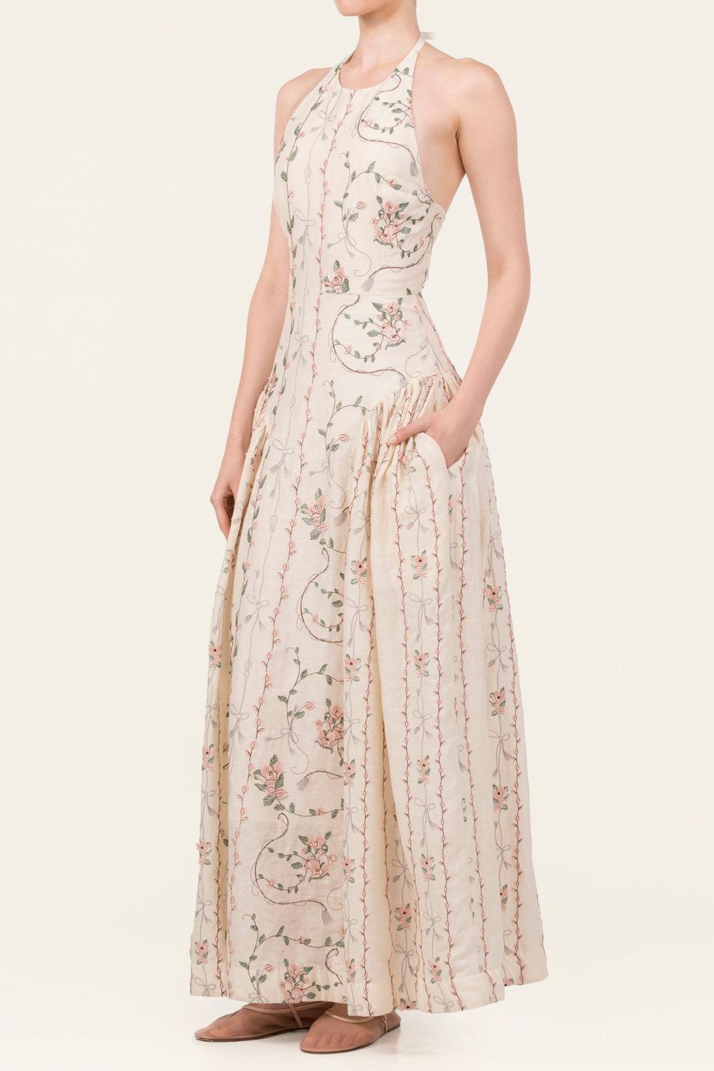 Balsa Navegante Midi Dress-CREAM-XS-CLOTHINGDRESSCASUAL-AGUA BY AGUA BENDITA