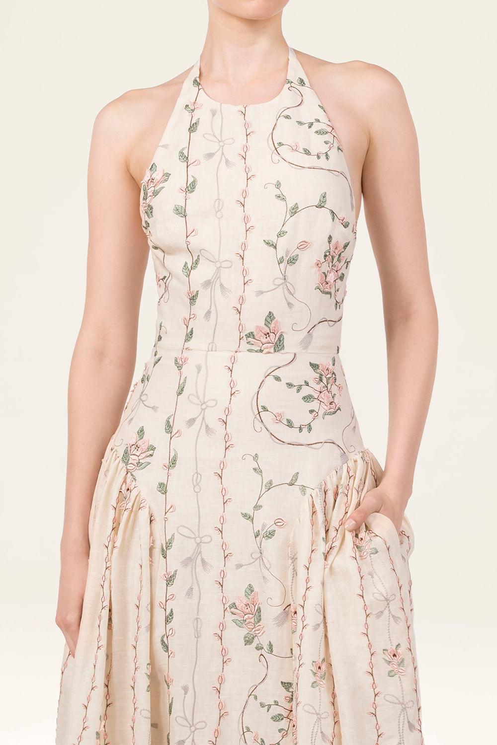 Balsa Navegante Midi Dress-CREAM-XS-CLOTHINGDRESSCASUAL-AGUA BY AGUA BENDITA