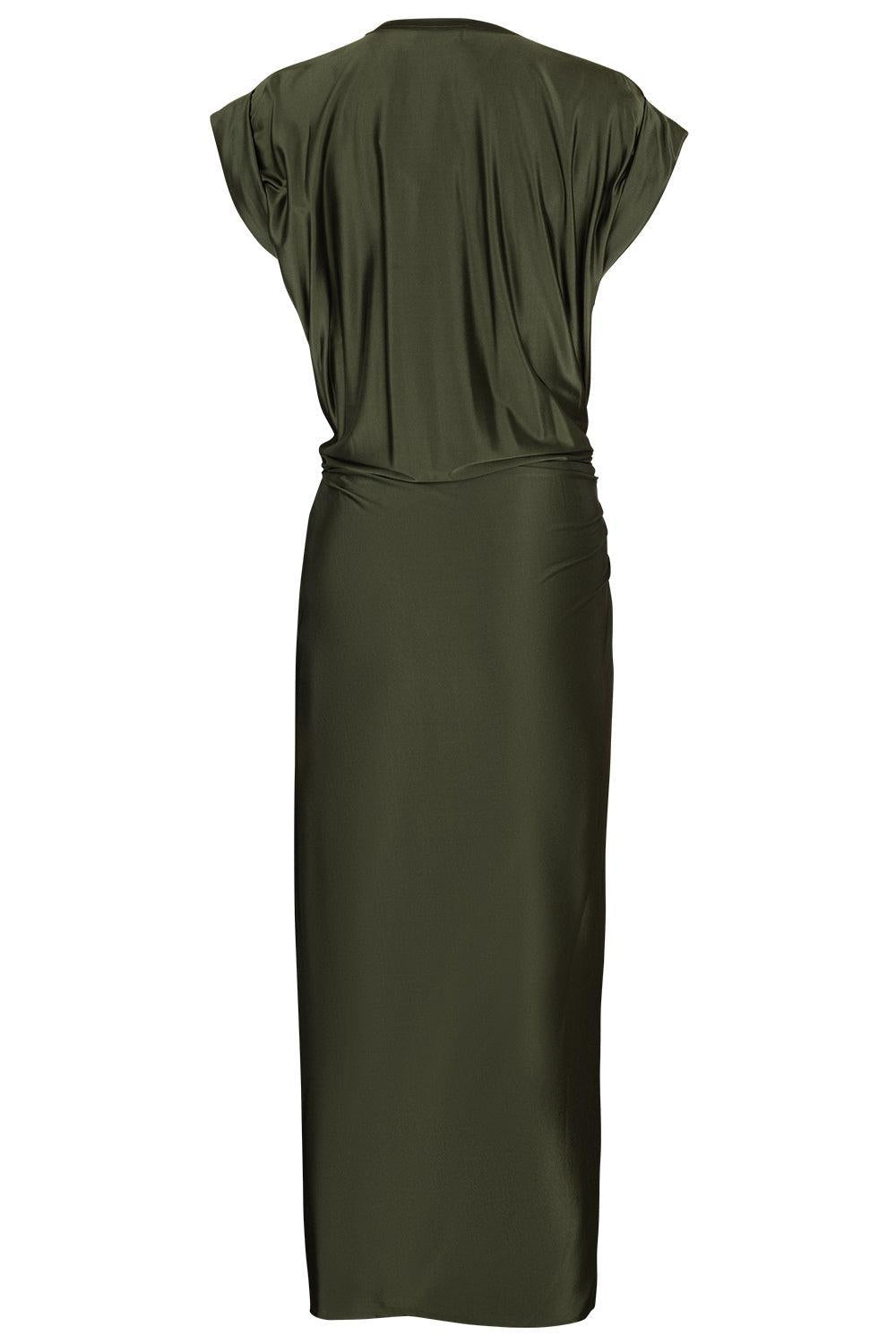 Cap Sleeve Robe Dress-NEW KAKI-34-CLOTHINGDRESSCASUAL-RABANNE