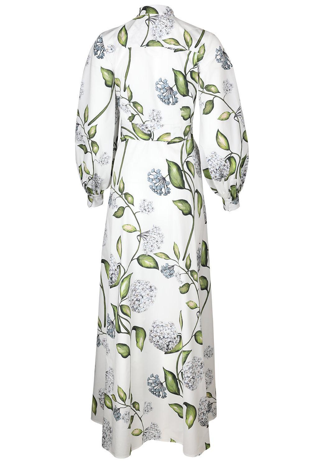 Long Sleeve Porcelain Flowers Caftan-FLORAL-XS-CLOTHINGDRESSCASUAL-OSCAR DE LA RENTA