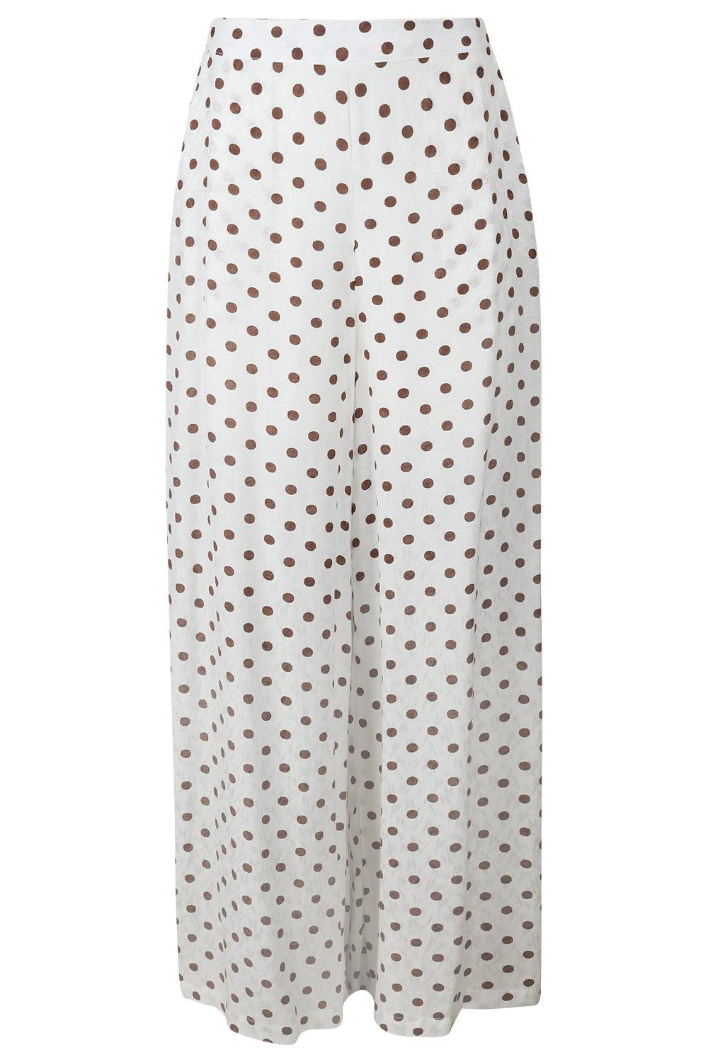 Marta Pant - Brown Polka Dot-POLKADOT-XS-CLOTHINGPANTWIDE LEG-CHRISTY LYNN