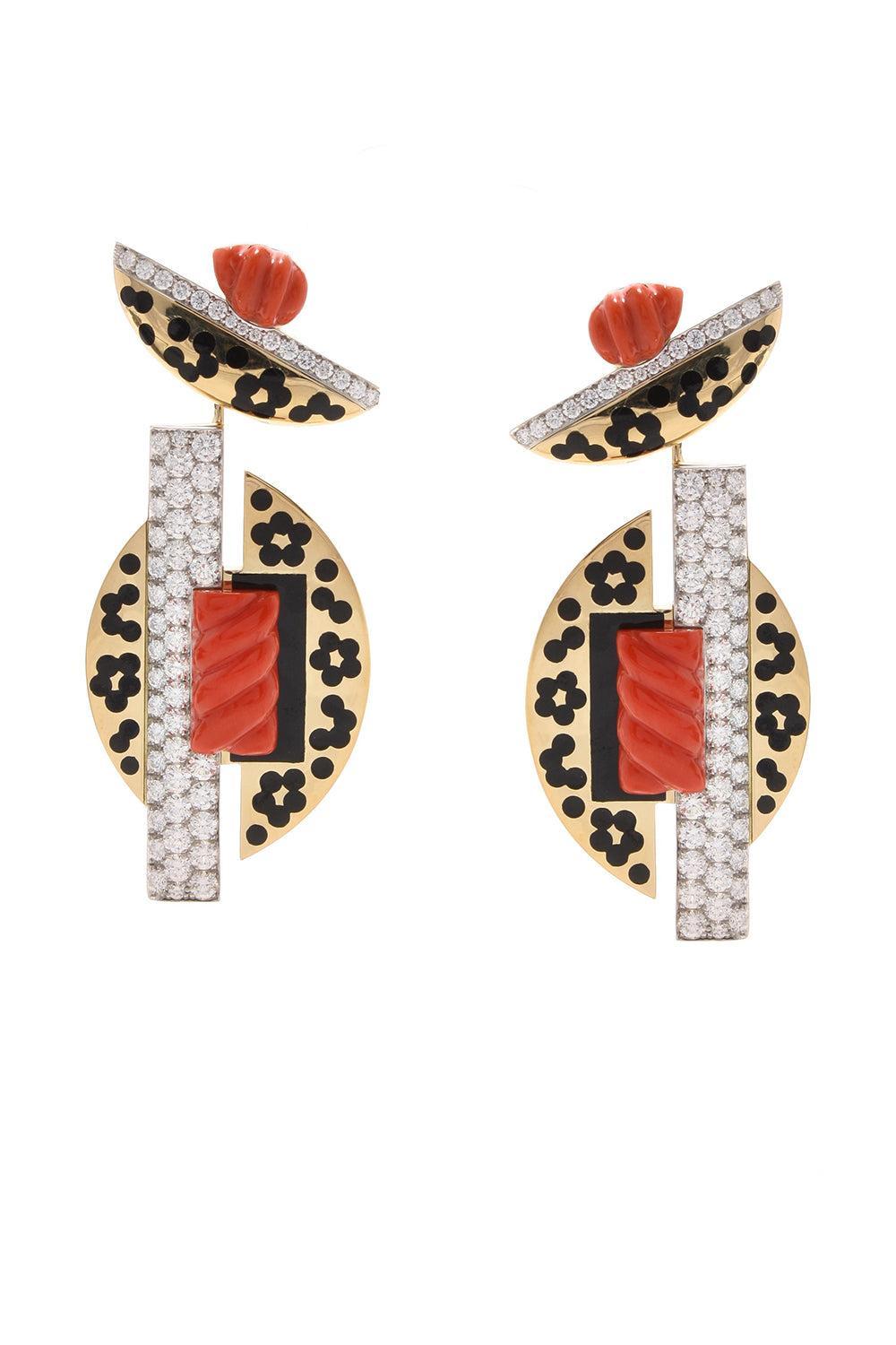 Black Leopard Spot Deco Earrings-YELLOW GOLD-JEWELRYFINE JEWELEARRING-DAVID WEBB
