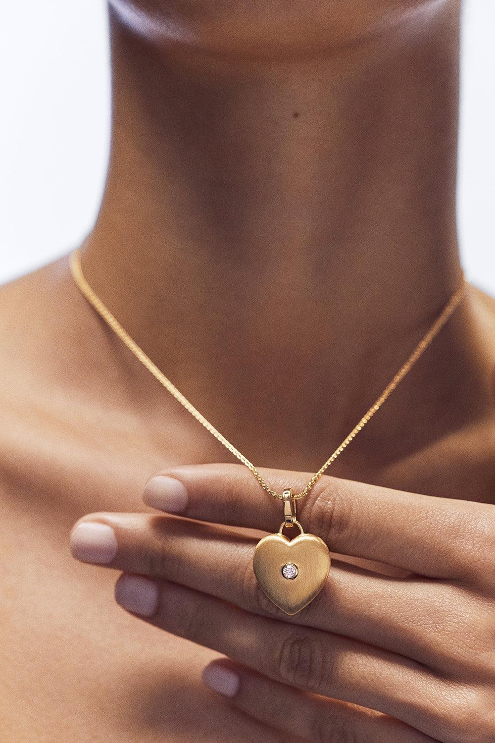 Diamond Heart Pendant-YELLOW GOLD-JEWELRYFINE JEWELPENDANT-MARIE LICHTENBERG