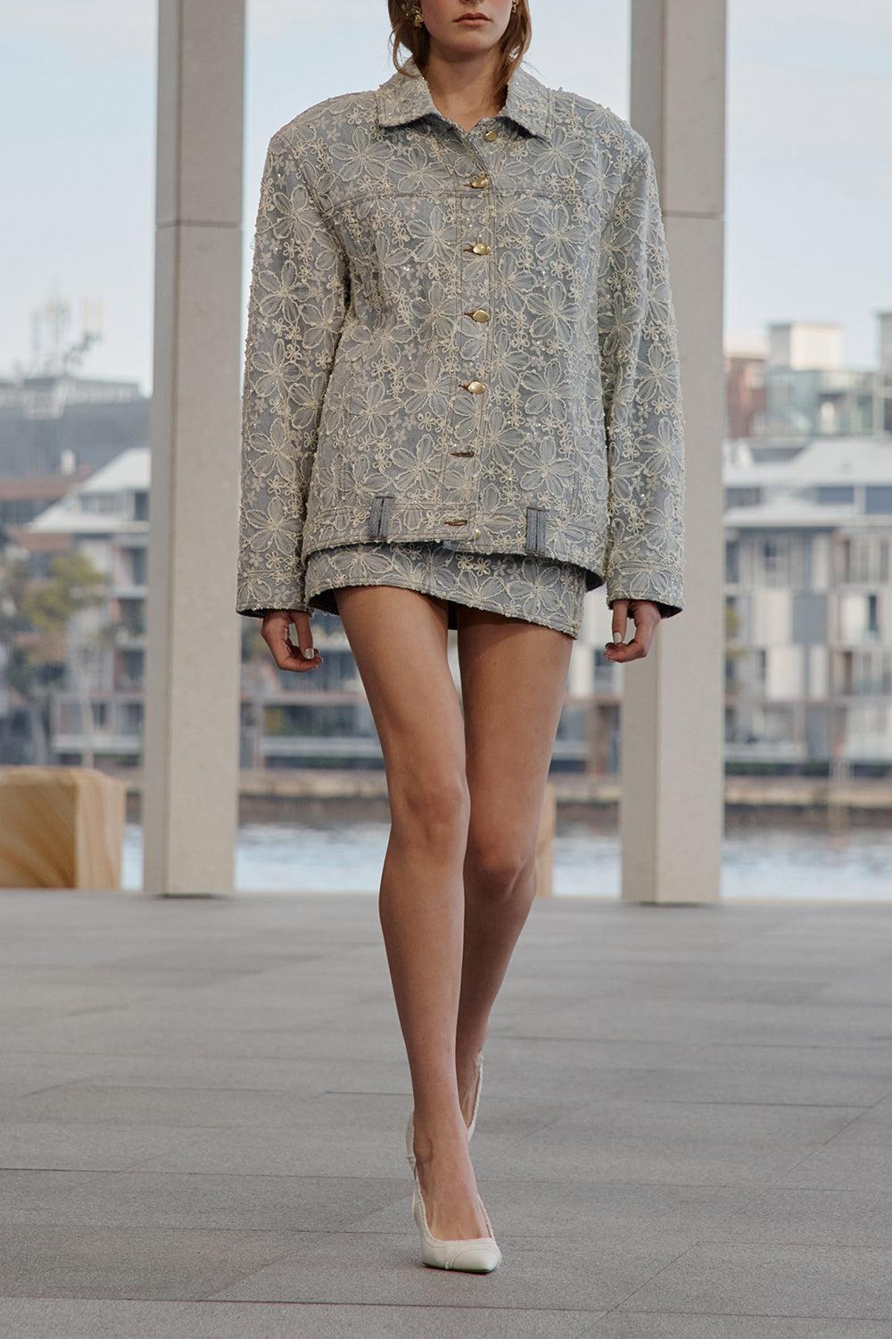 Bloom Denim Skirt-MUM WASH-2-CLOTHINGSKIRTMINI-AJE