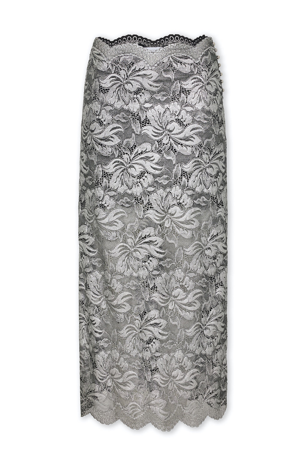 Jupe Midi Skirt-BLACK/SILVER-34-CLOTHINGSKIRTMIDI-RABANNE