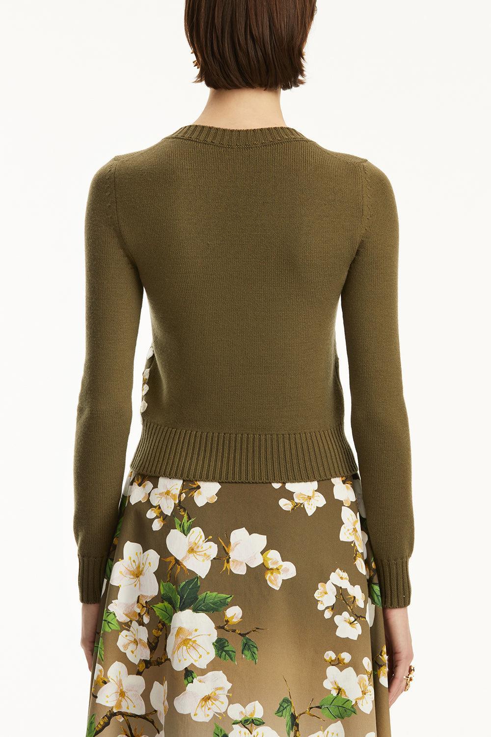 Cherry Blossom Embroidered Pullover-KHAKI-XS-CLOTHINGTOPKNITS-OSCAR DE LA RENTA