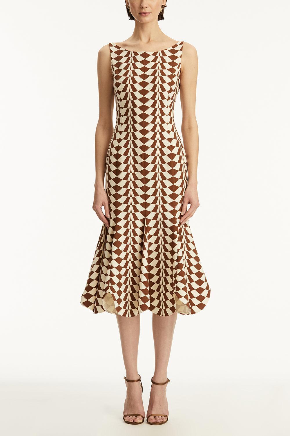 Sleeveless Scallop Hem Dress-CGNCIVOR-4-CLOTHINGDRESSCASUAL-OSCAR DE LA RENTA