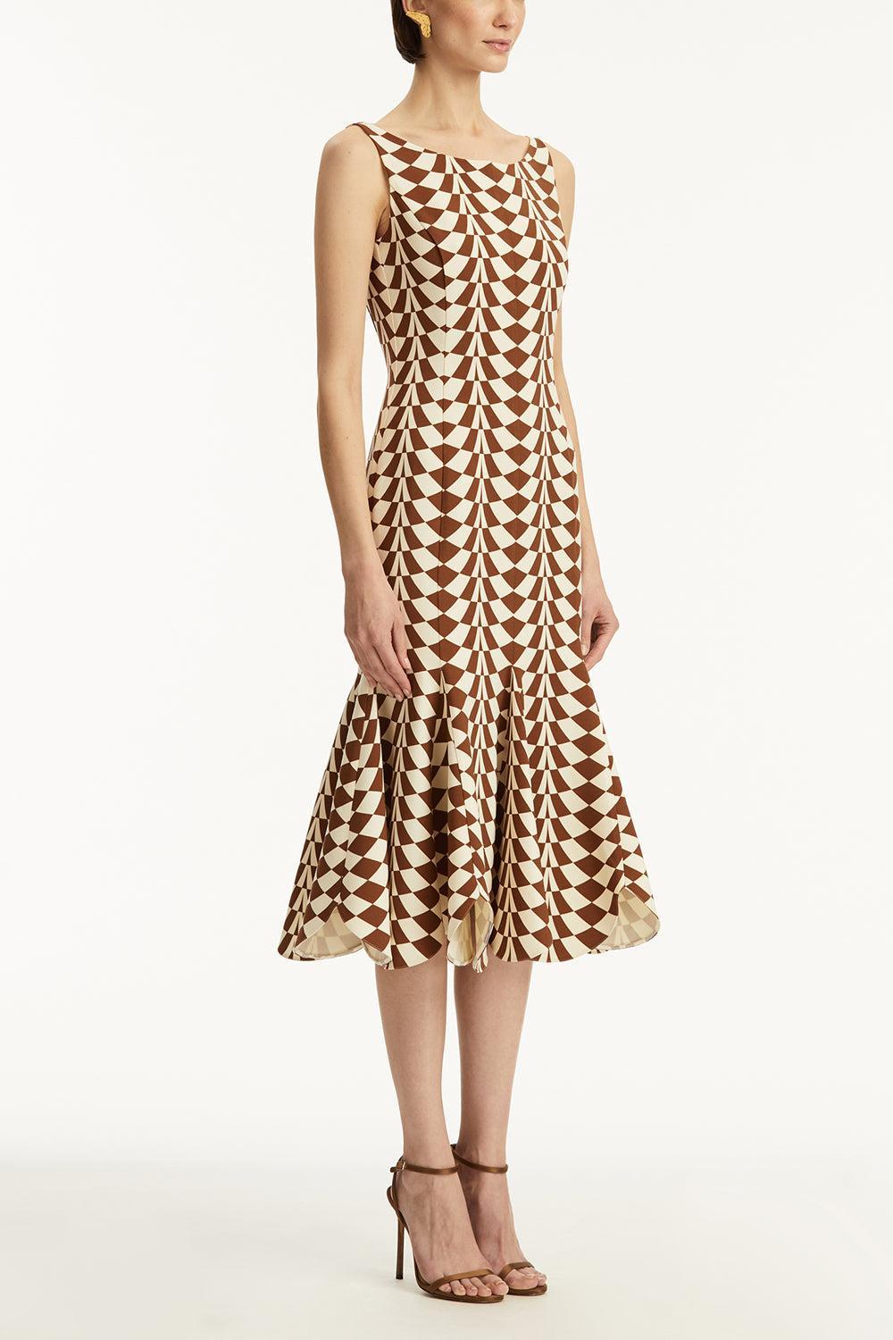 Sleeveless Scallop Hem Dress-CGNCIVOR-4-CLOTHINGDRESSCASUAL-OSCAR DE LA RENTA