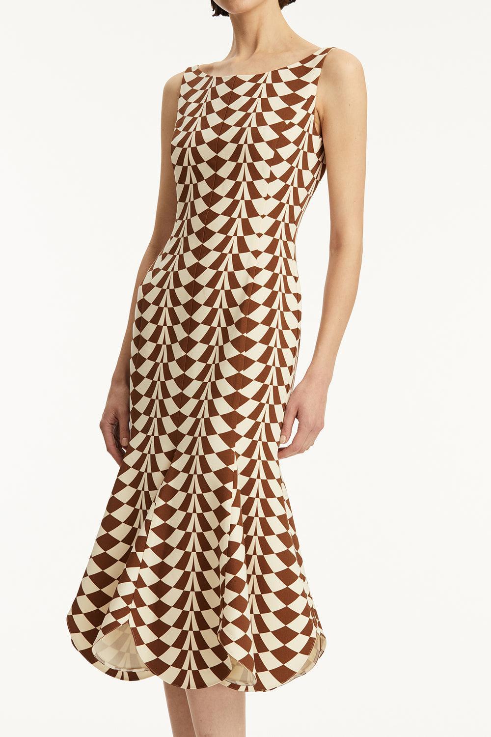 Sleeveless Scallop Hem Dress-CGNCIVOR-4-CLOTHINGDRESSCASUAL-OSCAR DE LA RENTA