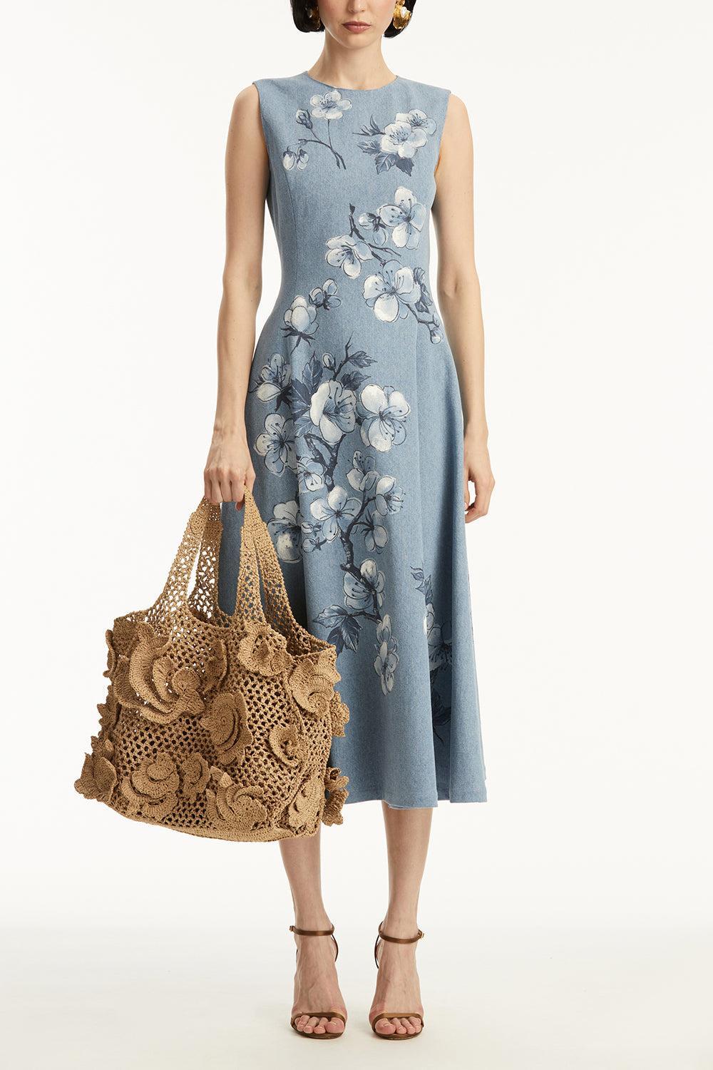 Sleeveless Cherry Blossom Printed Dress-LTWASHDN-6-CLOTHINGDRESSCASUAL-OSCAR DE LA RENTA