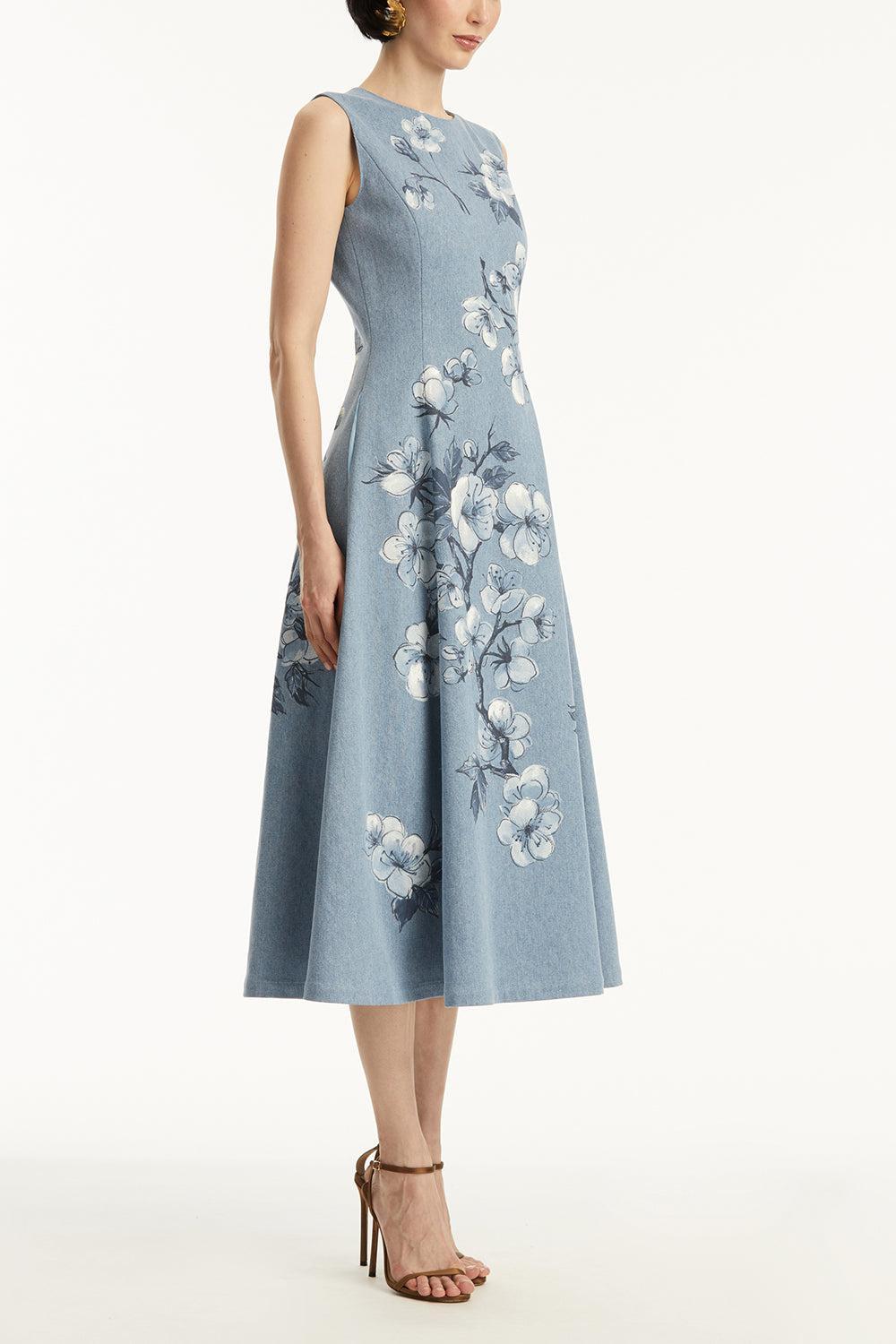 Sleeveless Cherry Blossom Printed Dress-LTWASHDN-6-CLOTHINGDRESSCASUAL-OSCAR DE LA RENTA
