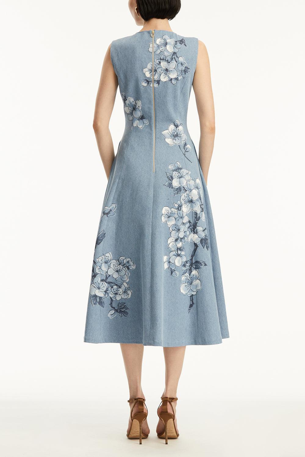 Sleeveless Cherry Blossom Printed Dress-LTWASHDN-6-CLOTHINGDRESSCASUAL-OSCAR DE LA RENTA