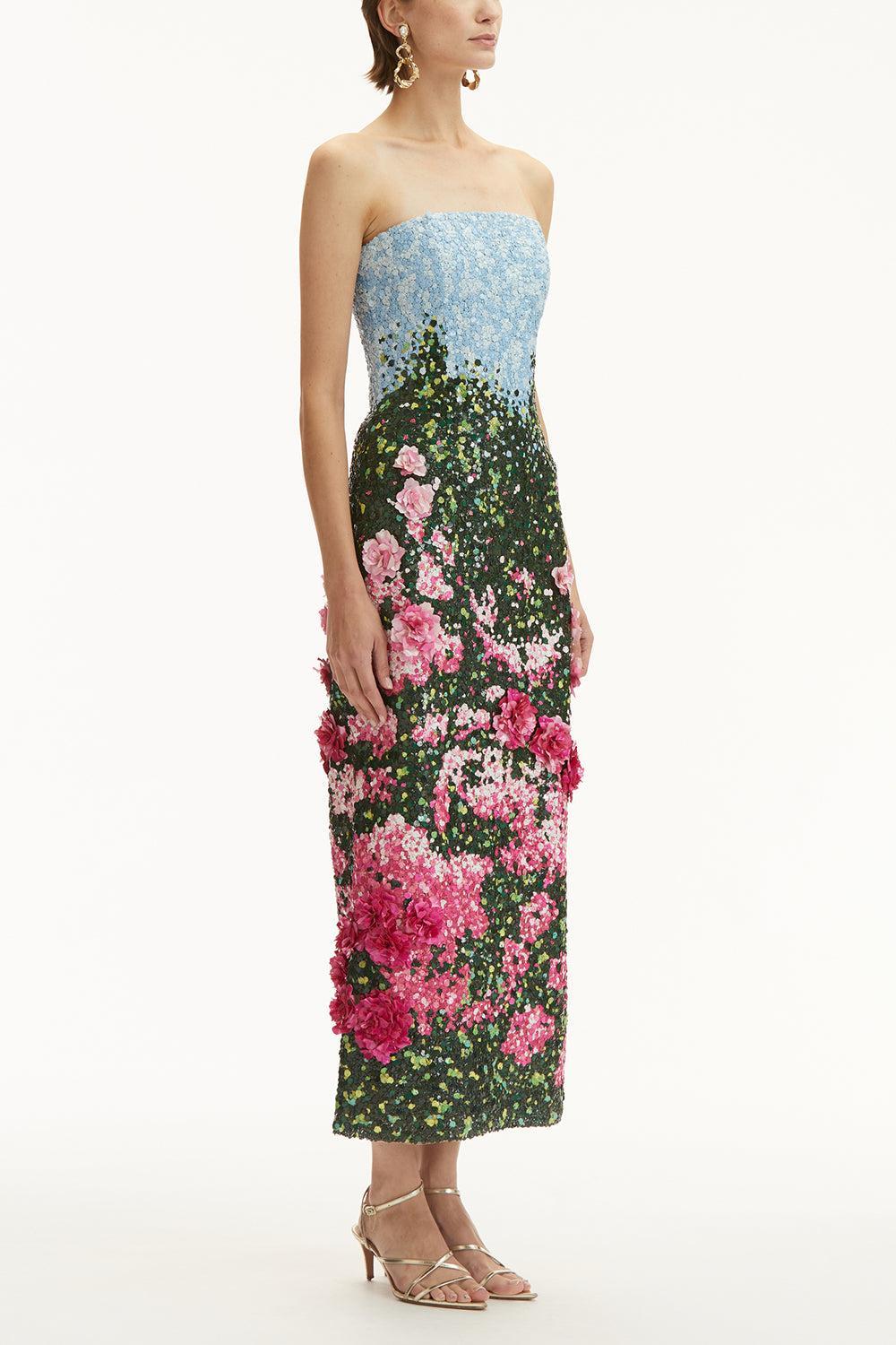 Strapless English Rose Embroidered Gown-MULTI-10-CLOTHINGDRESSGOWN-OSCAR DE LA RENTA