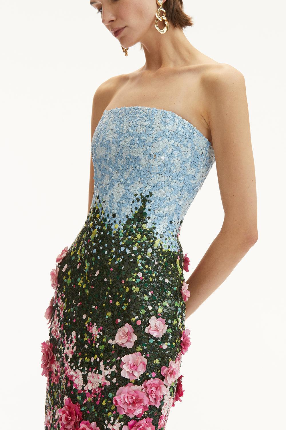 Strapless English Rose Embroidered Gown-MULTI-10-CLOTHINGDRESSGOWN-OSCAR DE LA RENTA